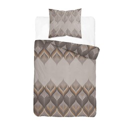 Detexpol Pościel flanelowa 140x200 beżowa brązowa w geometryczne