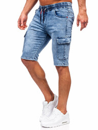 Niebieskie krótkie spodenki jeansowe bojówki męskie Denley HY812