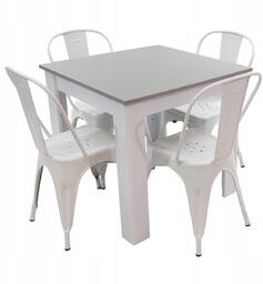 Zestaw stół Modern 80x80 4 krzesła Tolix białe