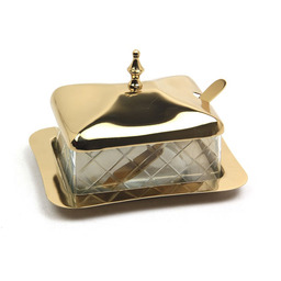 MASELNICZKA złota, diamentowy szlif, prostokątna