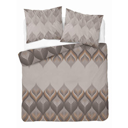 Detexpol Pościel flanelowa 160x200 beżowa brązowa w geometryczne