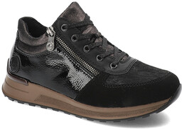 Rieker Czarne Sneakersy Stylowe Ocieplane Obuwie Damskie