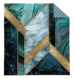 Detexpol Narzuta dekoracyjna 170x210 turkusowa złota geometria K_61