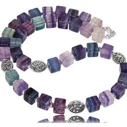 Przepiękny Naszyjnik Fluoryt Srebro