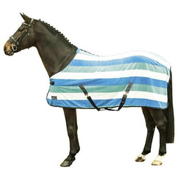 Derka polarowa z pasami - HKM - biały/zielony/niebieski