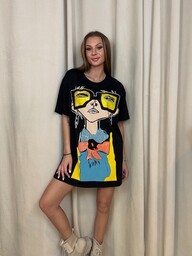 Pakamera Modna bawełniana tunika Nero Giallo