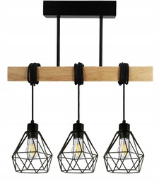 Lampa sufitowa wisząca Led drewniana belka diament E27