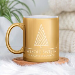 Kubek ceramiczny złoty z grawerem dla pary