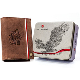 Duży portfel męski patriotyczny powstaniec flaga Polski skóra