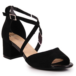 Sandały damskie na słupku czarne Sergio Leone SK825