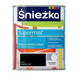 ŚNIEŻKA Emalia akrylowa SUPERMAL A501 czarny 0,8L mat