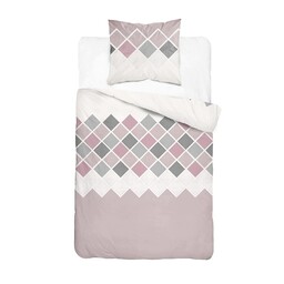 Detexpol Pościel flanelowa 140x200 beżowa różowa w romby