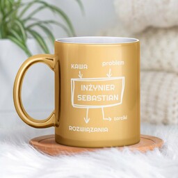 Kubek ceramiczny złoty z grawerem dla inżyniera