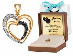 Złota Zawieszka 333 Serce z Onyxem Grawer