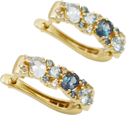 Złote Kolczyki 9,00 mm London Blue Topaz pr