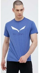 Salewa t-shirt sportowy Solidlogo Dry kolor niebieski