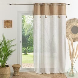 HomeMaison.com Fantazyjne Firanki, Zasłona z Juty z Pomponami,