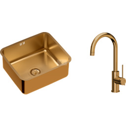 Zestaw zlewozmywak kuchenny podwieszany NICOLAS miedziany z syfonem