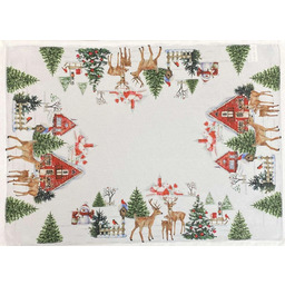 Serwetka bożonarodzeniowa prostokątna w choinki i bałwanki OS326-01