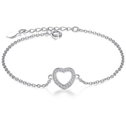 Bransoletka Srebrna Serduszko z Cyrkoniami