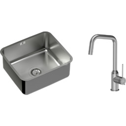 Zestaw zlewozmywak kuchenny podwieszany NICOLAS stalowy z syfonem