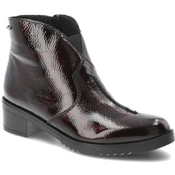 Rieker Czerwone Botki Eleganckie Lakierowane Obuwie Damskie