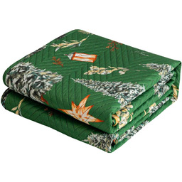 Narzuta bożonarodzeniowa pikowana zielona w choinki NLW-20