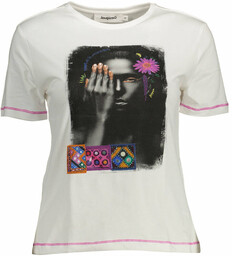 DESIGUAL T-SHIRT Z KRÓTKIM RĘKAWEM DAMSKI BIAŁY
