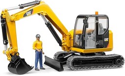 bruder 02466 - Minikoparka Cat z pracownikiem -