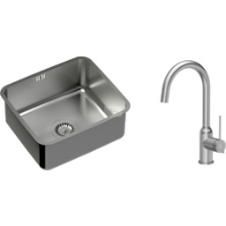 Zestaw zlewozmywak kuchenny podwieszany NICOLAS stalowy z syfonem