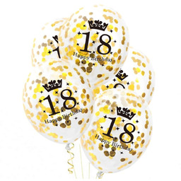 Balony przezroczyste ze złotym konfetti na osiemnastkę -