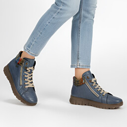 Rieker Niebieskie Botki Wygodne Buty Damskie
