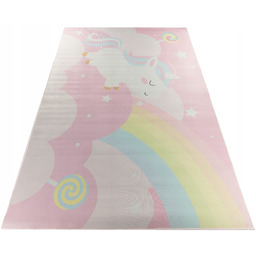 Dywan Dziecięcy Drukowany Cristal 160x230 Tęcza Jednorożec Gwiazdy