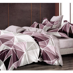 Pościel flanelowa kolorowa w szaro-fioletowo-czarny wzór geometryczny PFY-118