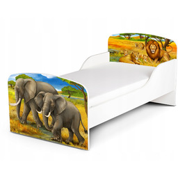 Łóżko Dziecięce 140x70 cm Stelaż, Materac Piankowy 10cm