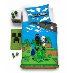 Pościel 160x200 Minecraft Gra Creeper bawełniana dziecięca