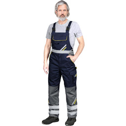 SPODNIE OCHRONNE OGRODNICZKI REIS PROM-B; GRANATOWO-ŻÓŁTO-SZARY