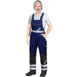 SPODNIE OCHRONNE OGRODNICZKI REIS PROM-B; NIEBIESKO-CZARNO-POMARAŃCZOWY