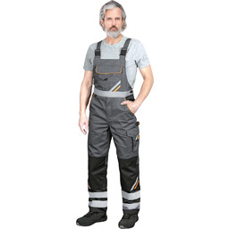 SPODNIE OCHRONNE OGRODNICZKI REIS PROM-B; STALOWO-CZARNO-POMARAŃCZOWY