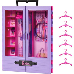 Barbie Fashionistas Szafa i 6 wieszaków, fioletowa