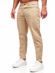 Camelowe spodnie materiałowe męskie Denley GT