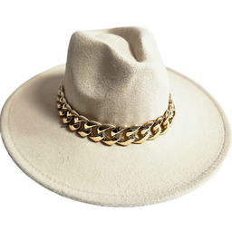 Elegancki damski kapelusz z łańcuchem stylowy Panama