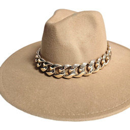 Elegancki damski kapelusz z łańcuchem stylowy Panama