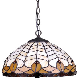 Lumes Lampa wisząca retro z witrażowym kloszem -