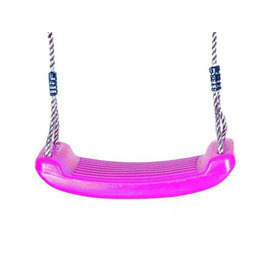 Huśtawka z plastikowym różowym siedziskiem na sznurku