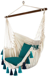 Fotel hamakowy, ecru-niebieski AHC-10