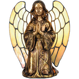 Clayre&Eef Lampa stołowa tiffany Engel, mosiężny / złoty,