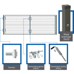 Komplet brama dwuskrzydłowa 3D 4,00 x 1,50 ocynk