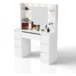 TOALETKA KOSMETYCZNA Z LUSTREM LED DO MAKIJAŻU WIZAŻU