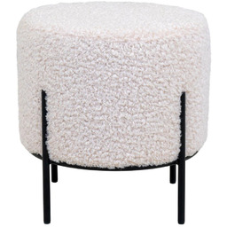 Pufa Alford biała okrągła na czarnych nogach tkanina